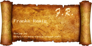 Franke Remig névjegykártya